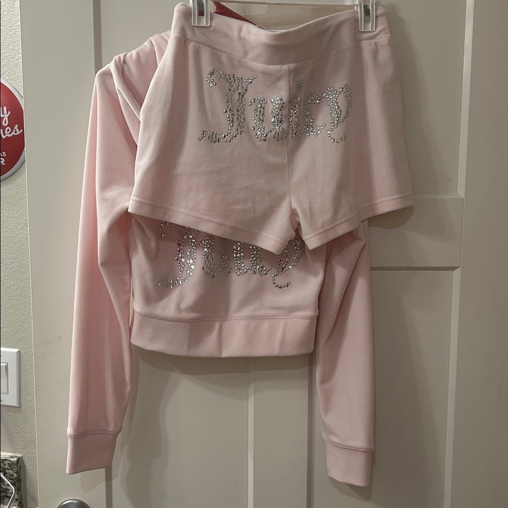 Juicy Couture Mixed Jewels Hoodie and Shorts Set | Size Medium